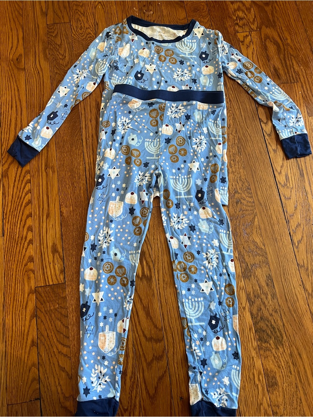 Blue Holiday Menorah & Dreidel Kids Pajama Set little sleepies